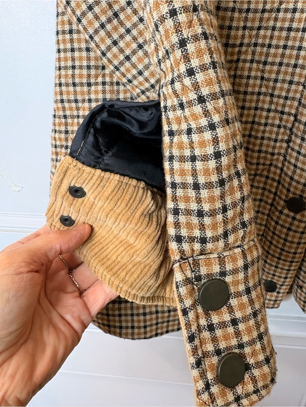Zara Brown Plaid Quilted farm girl with Corduroy Collar - Picture 10 of 16